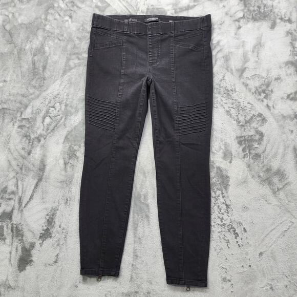 Liverpool Jeans Womens 18W Black Pull On Moto Front Back Seam Zip Hem Jegging - Picture 1 of 16